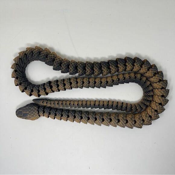 Articulating Snakes 3D Printed 5 Feet (60") Long Black Tan Color Décor Gift - Picture 7 of 7